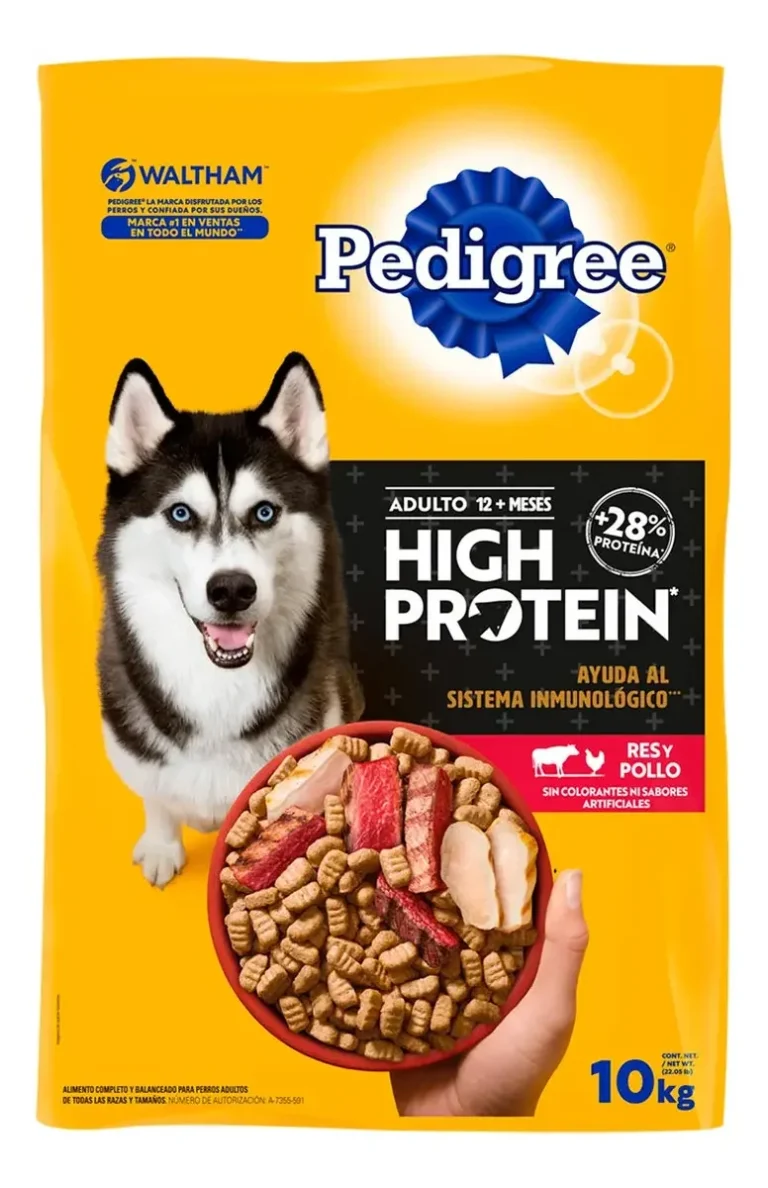 Pedigree High Protein para adulto res y pollo 10 kg